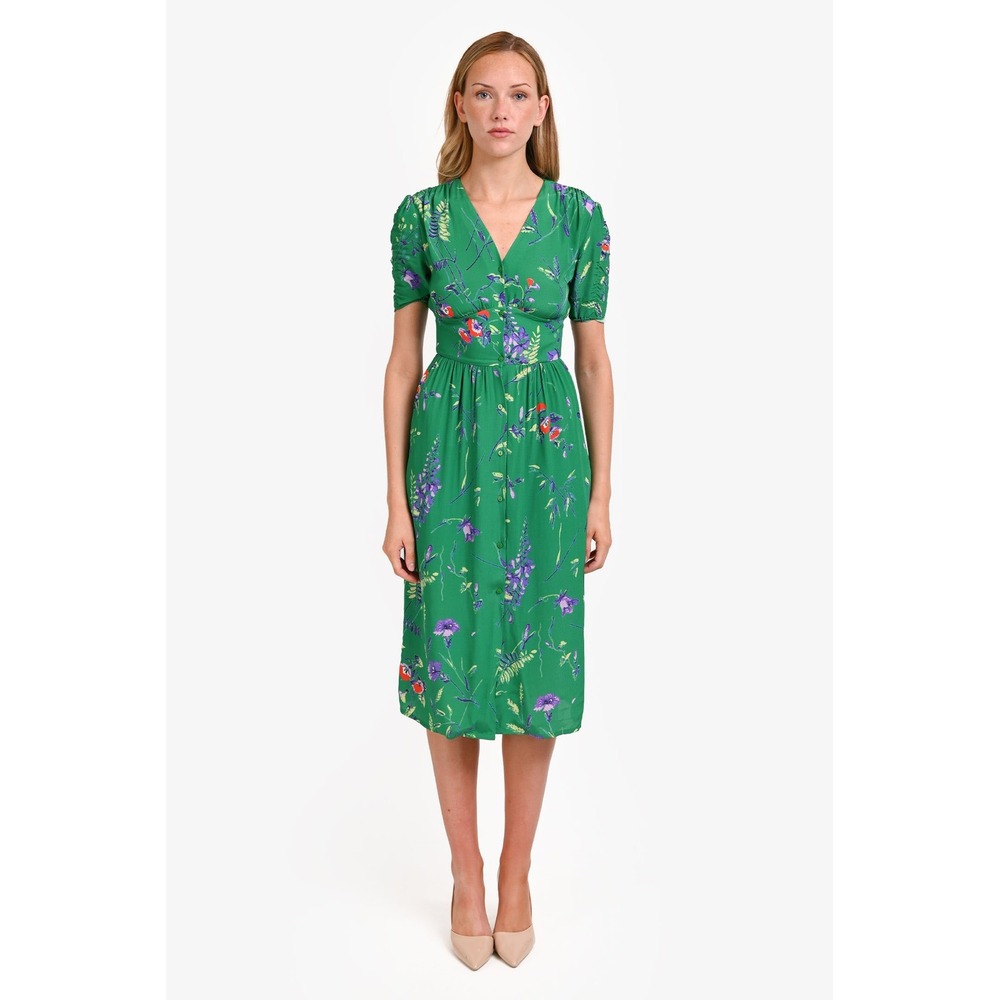 Maje Dress Rankol Floral Print Button Front Midi Sz